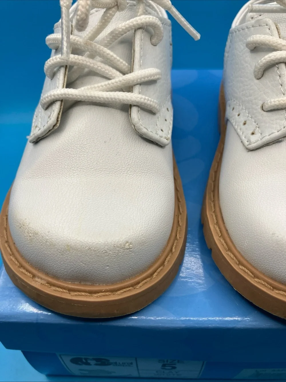 Kids White Lace-Up Casual Shoes with Tan Sole